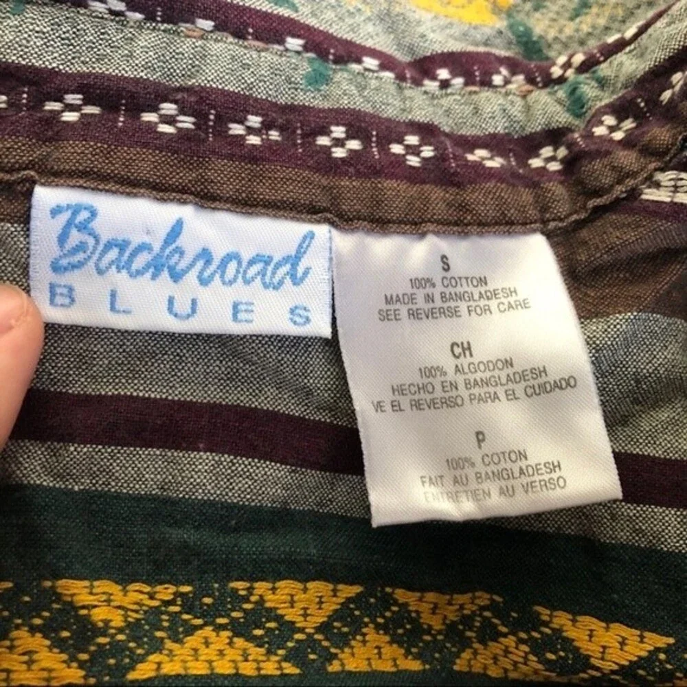 Backroad Blues Vintage Aztec Outdoor Button-Up Shirt Size Small Casual - Picture 8 of 8